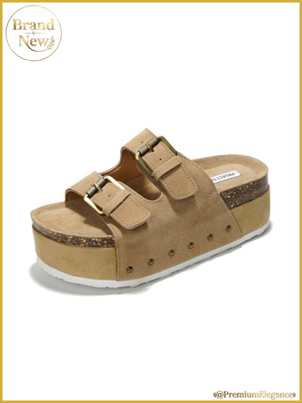 Genuine Suede Leather Platform Wedge Sandals Women Cork Adjustable Buckle